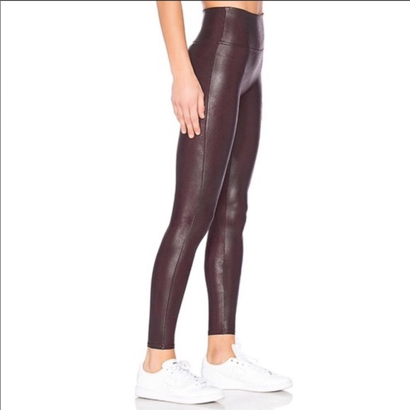 Spanx Faux Leather Leggings in Color Wine - Picture 2 of 7